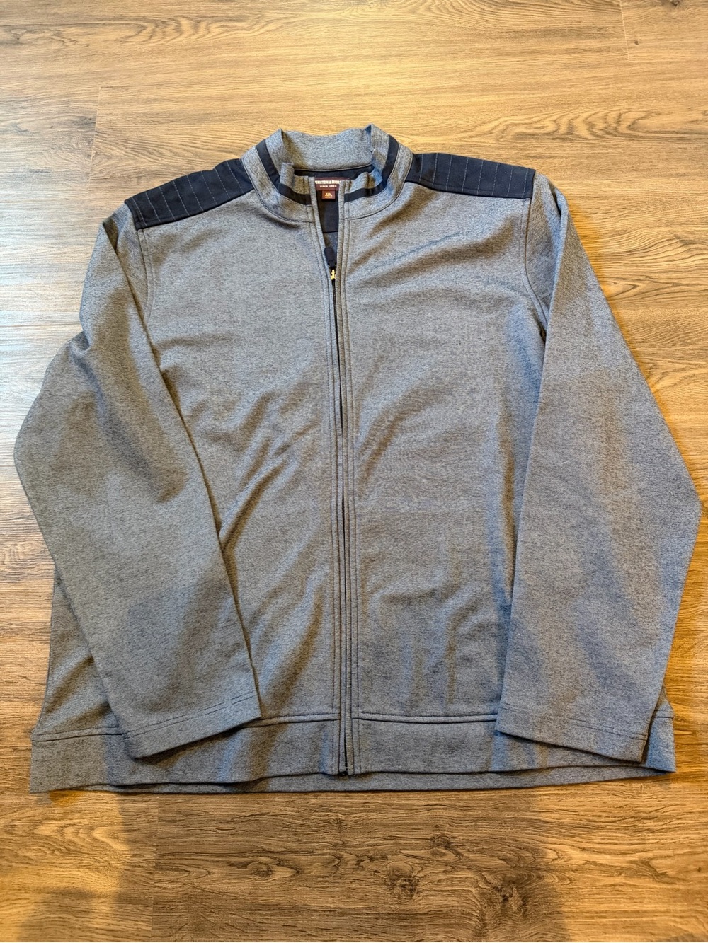 Johnston & Murphy Jacket Mens XXL Gray Knit Bomber Full Zip Trim Casual